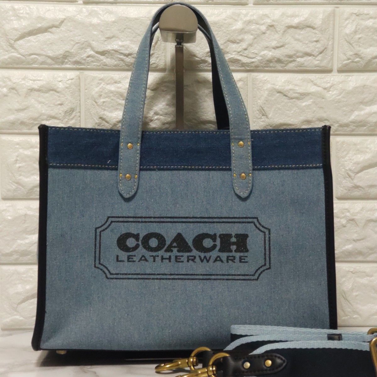 コーチ　COACH ブルー　デニム　ハンドバック　トートバッグ　ショルダーハンドバッグ