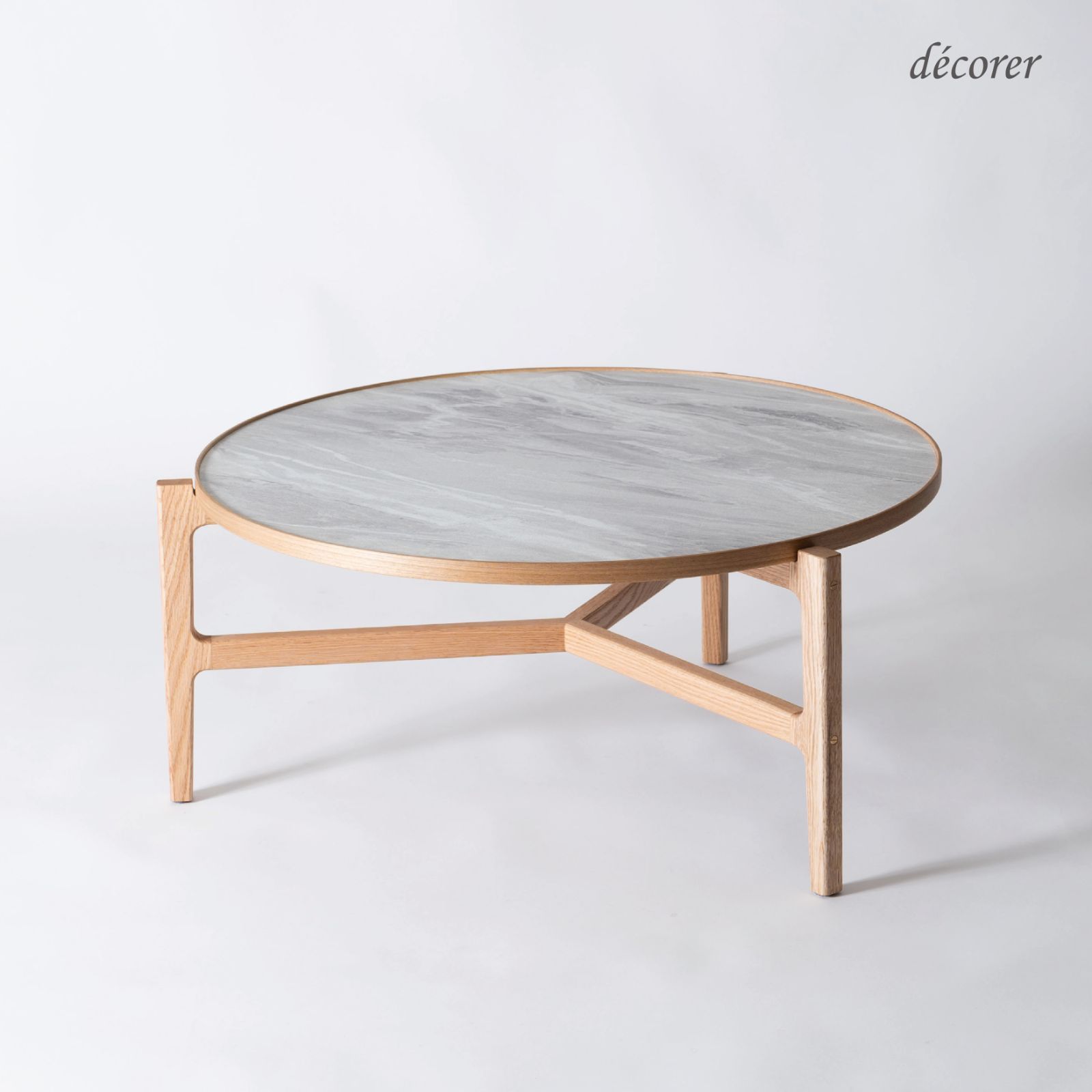 Stone grain center table（M）No.28／ ストーングレインセンターテーブル(M) [ 幅86.5cm:2色 ] 北欧 スタイル 円卓 丸 無垢 石 木製