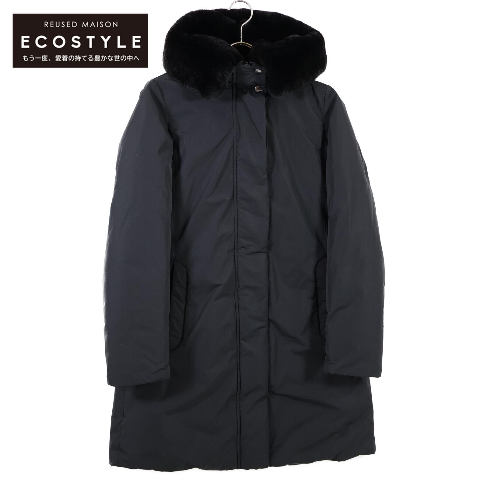 WOOLRICH ウールリッチ WWOU0412 ﾌﾞﾗｯｸ APLE COAT ﾗﾋﾞｯﾄﾌｧｰﾀﾞｳﾝｺｰﾄ XS