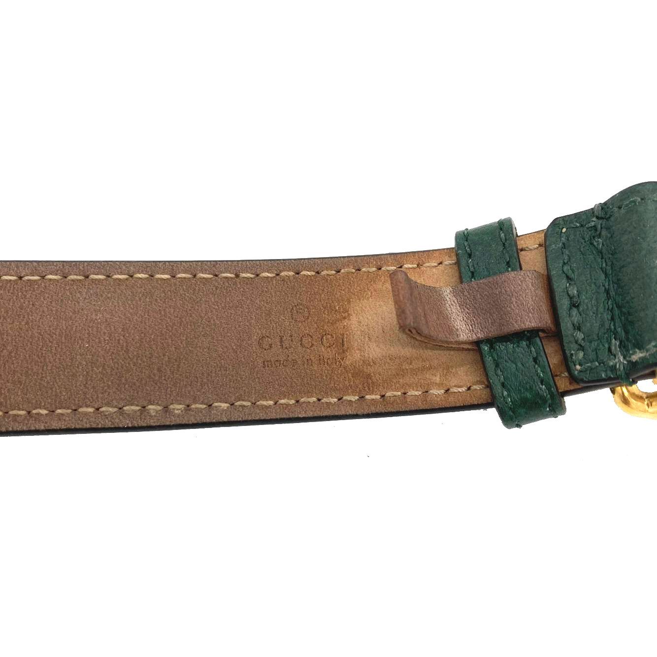 新品同様】 GUCCI グッチ ブレスレット GGマーモント レザー グリーン 