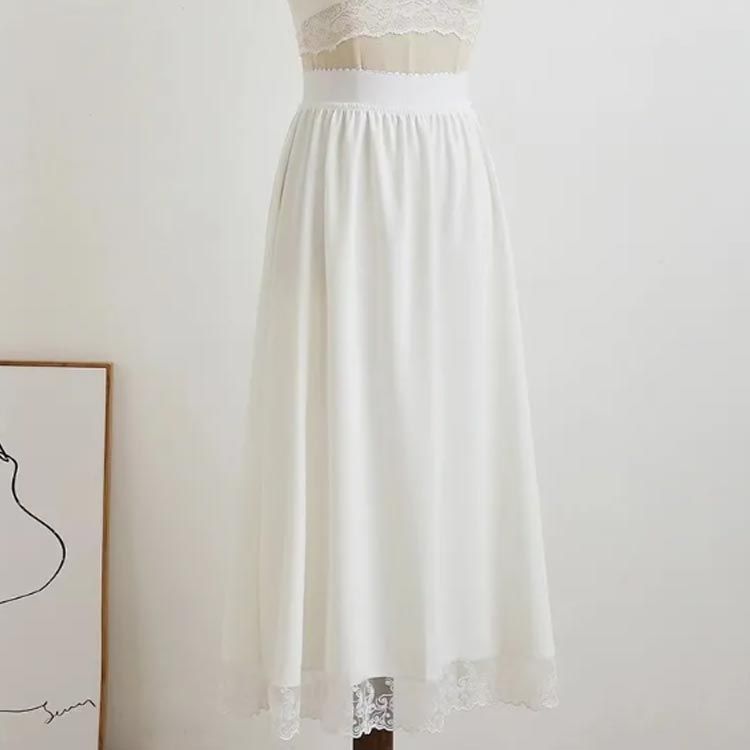 レース ペチコート 裾 ペチスカート マキシ丈 透け防止 インナー