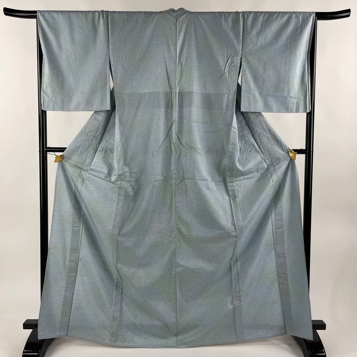 小紋 身丈168.5cm 裄丈67cm M 単衣 大島紬地 証紙 幾何学 ぼかし 青  