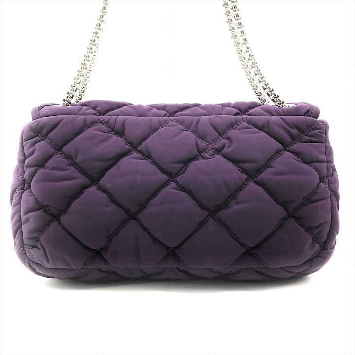 美品 CHANEL シャネル ココマーク マトラッセ バブルキルト キャンバス ファブリック フルフラップ チェーン ショルダー バッグ パープル k3558k 美品 CHANEL シャネル ココマーク マトラッセ バブルキルト キャンバス