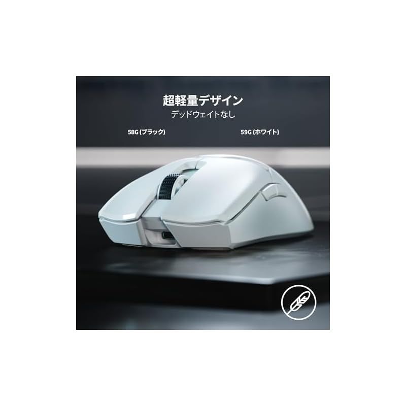 Razer Viper V2 Pro White Edition ゲーミングマウス 超軽量 59g Focus Pro 30K オプティカルセンサー 30000DPI 高速無線 オプティカルマウススイッチ 6ボタン 0