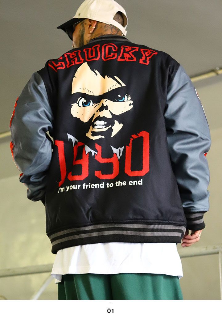 REASON × Chucky アウター 長袖 スタジャン ブルゾン メンズ 春秋冬用