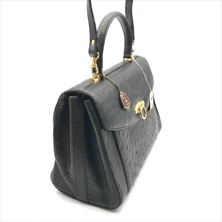 美品 JRA オーストリッチ 本革 2WAY ハンド ショルダー バッグ