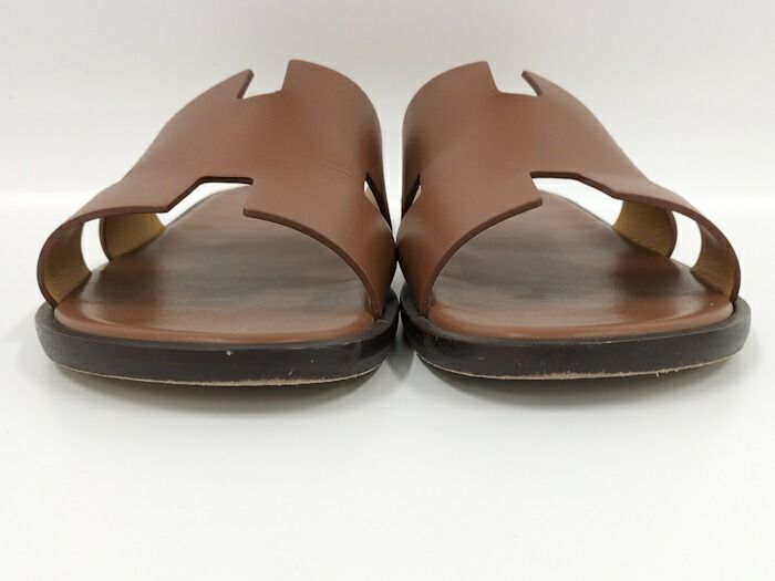 HERMES ブラウン サンダル 41 サイズ エルメス フラットサンダル シューズ レディース オラン
