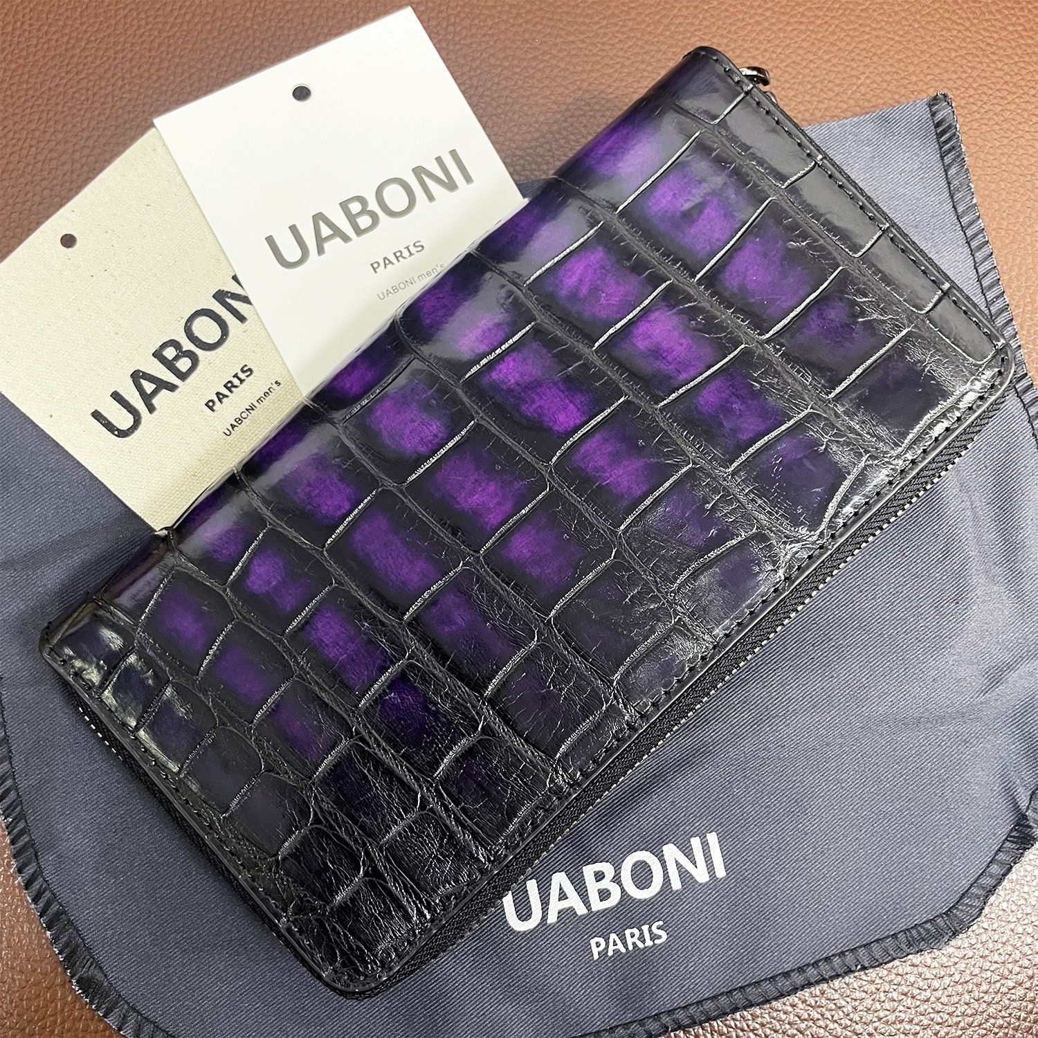 限定EU製＆定価68万 UABONI アリゲーター・ファスナー長財布 幻 クロコ厳罰化施行