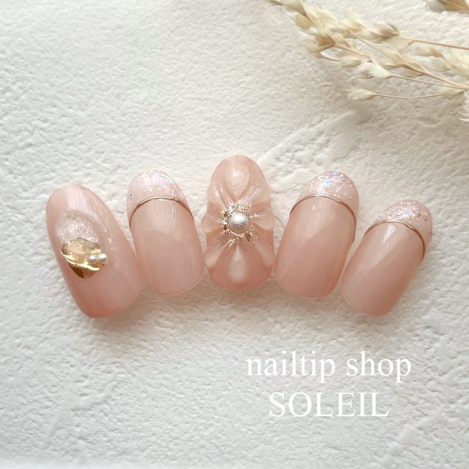 ネイルチップ サイズオーダー ピンク フレンチネイル ウェディング  