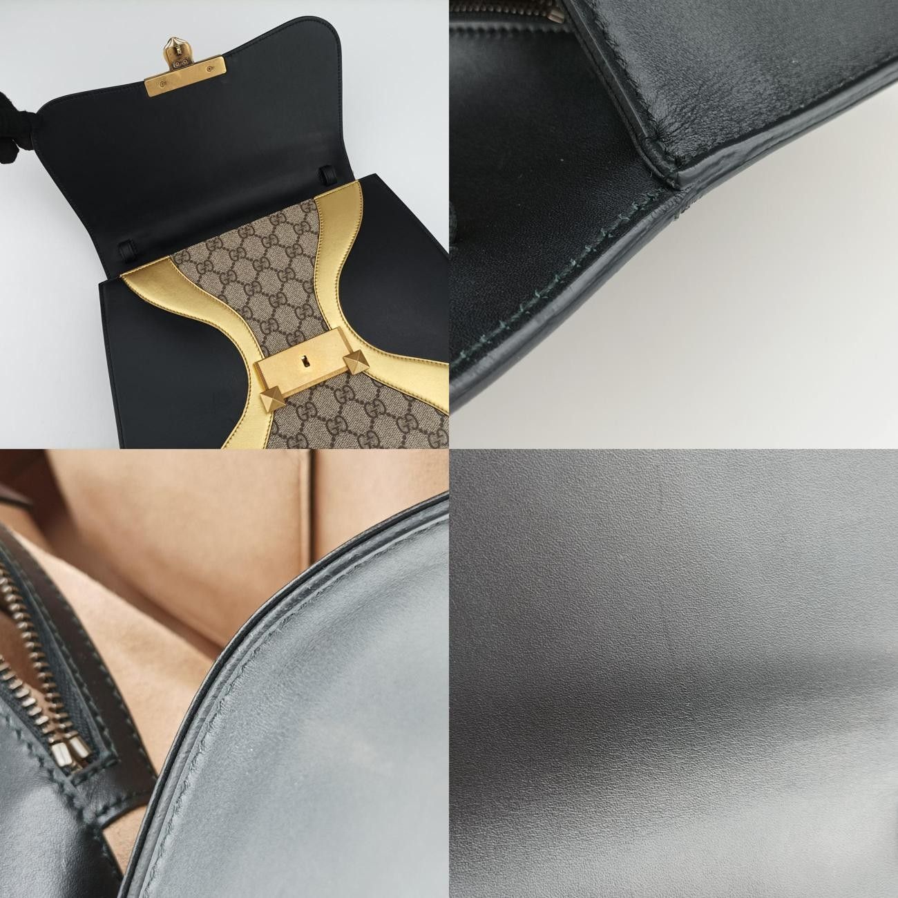 グッチGucciオジリデベージュ×ブラック×マルチカラーPVCコーティングキャンバス×レザー476435E023553314