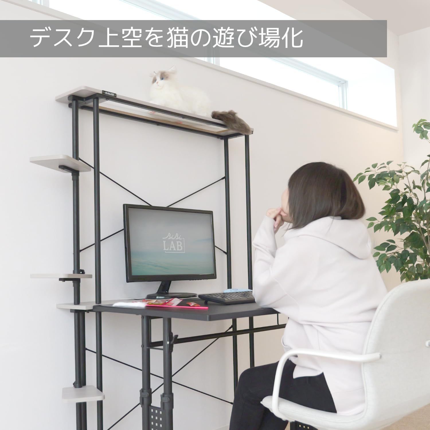 デスクが猫家具になる 据え置き