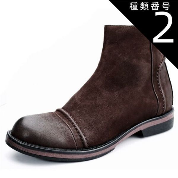 種類2 ブラック|25.0cm ブーツ ショートブーツ メンズ 本革 スエード サイドジッパー 感 大人 カジュアル 通気性 柔らかい シンプル マットアッパー ブラック ブラウン サイズ24.0〜27.0cm 送料無料 スエード ショートブーツ