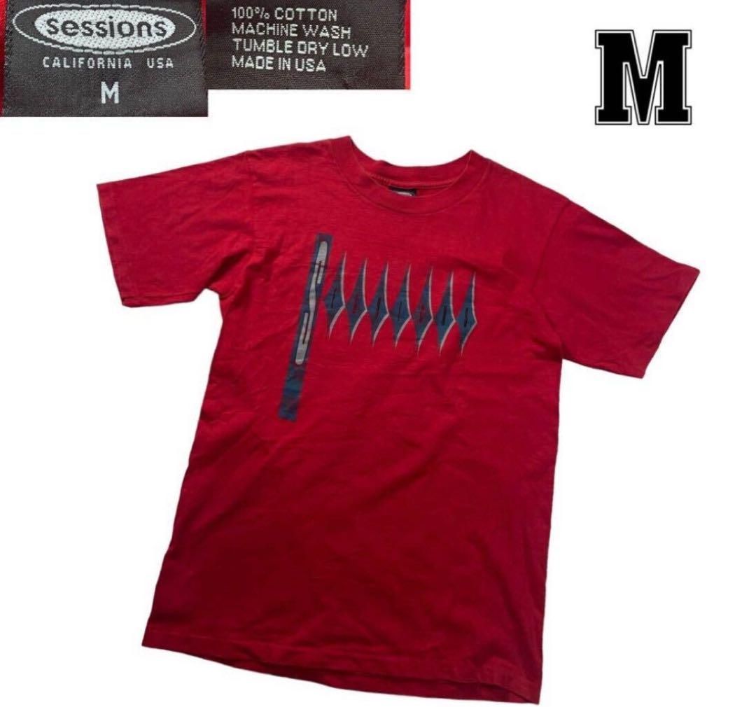 90s USA製 SESSIONS セッションズロゴtシャツMシングルステッチ