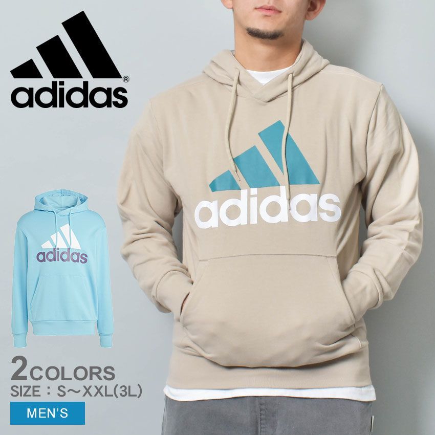 アディダス パーカー NWN51 メンズ エッセンシャルズ フレンチテリー ビッグロゴパーカー ADIDAS カラー:01.ライトアクア 品番：2457-1133