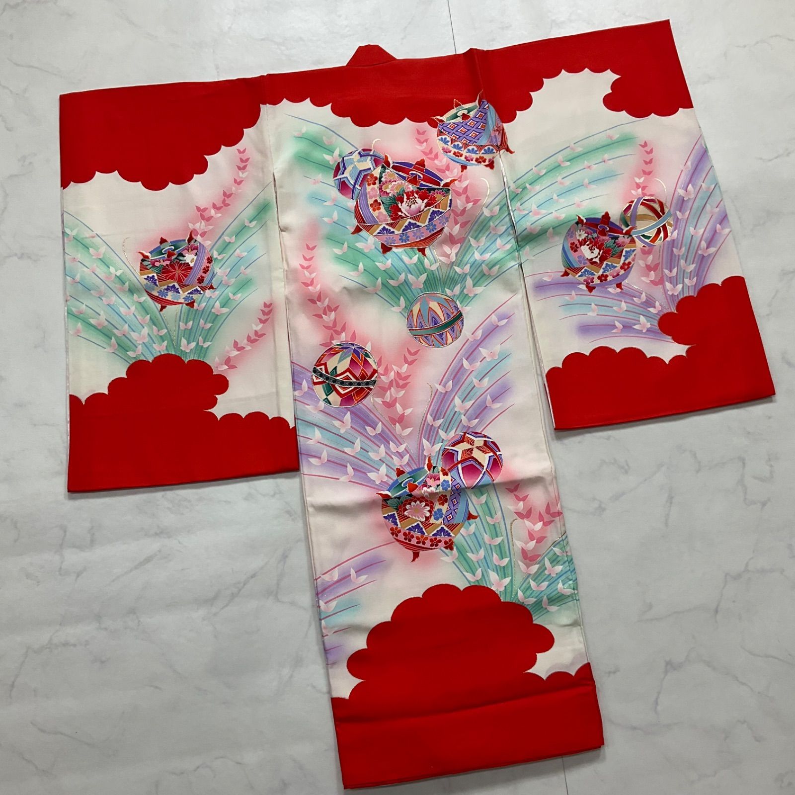 ◆kimono+one◆美品◆産着◆お宮参り◆正絹◆3歳用◆子供着物◆長襦袢付き◆七五三◆女の子着物◆七五三お詣り女の子着物こどものひお正月卒業式◆U11