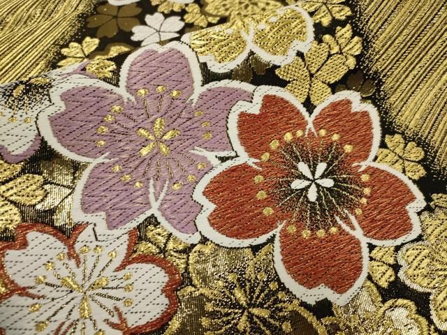 【売切値下げ】13y37★薔薇文 袋帯 六通 小桜 ガーベラ★美品 振袖 成人式 売切値下げ】13y37☆薔薇文 袋帯 六通 小桜 ガーベラ☆美品 振袖
