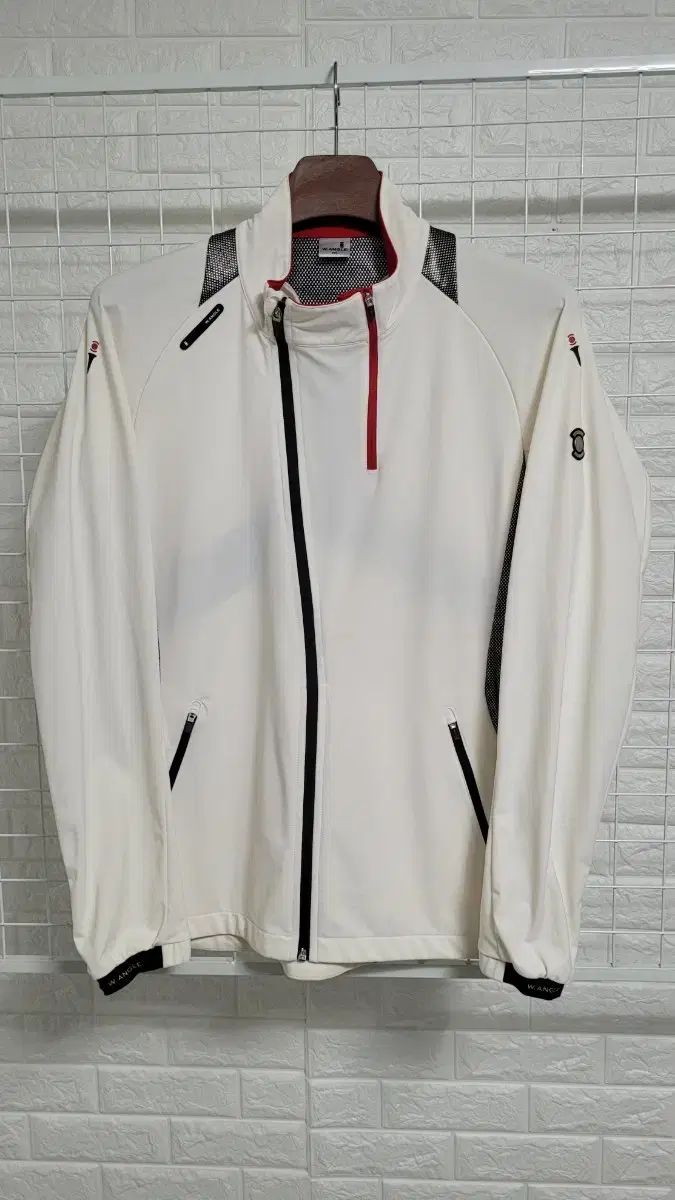 105 ワイドアングル WIDE ANGLE ホワイト 2つのジッパーディテール メンズゴルフウェア 防風ジャケット XL