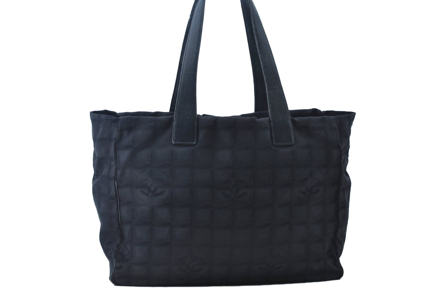 CHANEL シャネル ニュウ トラベル ライン ショルダートートバッグ ナイロン レザー ブラック 6029M