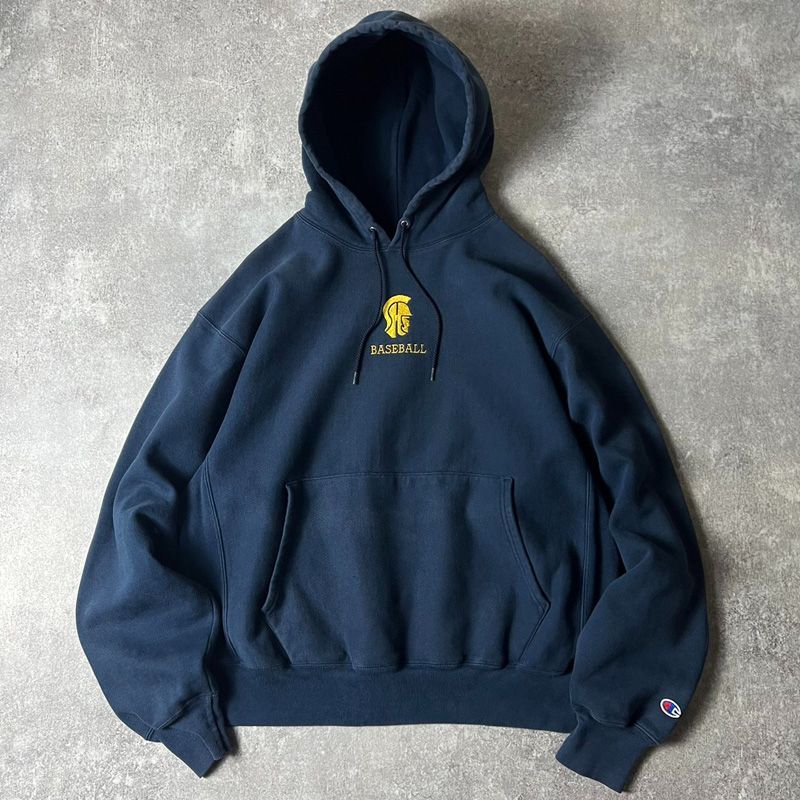 00s Champion ロゴ 刺繍 プレミアム リバースウィーブ スウェット フード パーカー L / 00年代 オールド チャンピオン トレーナー