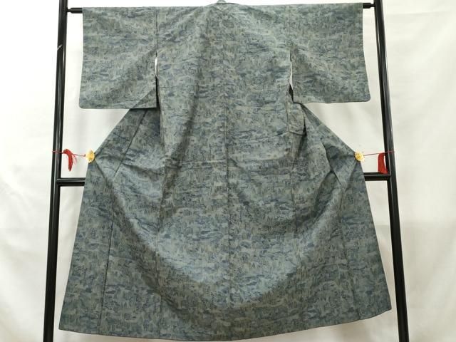 平和屋着物▽上質な紬 単衣 雪輪文 正絹 逸品 AAAZ5712jh