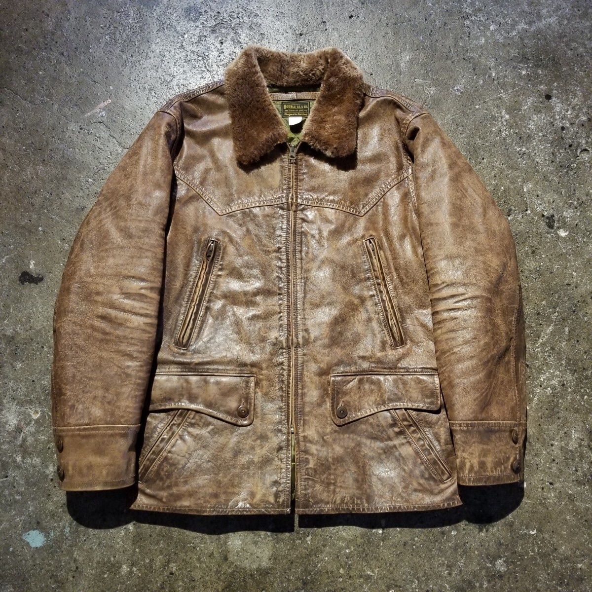 RRL 24AW シアリングカラー レザーカーコート M ダブルアール