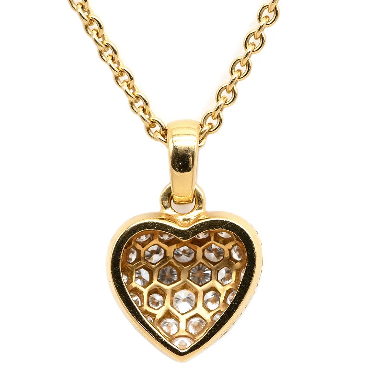 カルティエ Cartier ネックレス ハート パヴェダイヤ K18YG