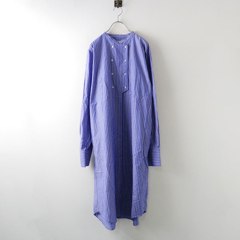 ザキュア THE CURE × YUKO KUROSAWA 黒沢祐子 Organic Stripe Shirt Dress ストライプ ドレス 1|ブルー 2400014363449