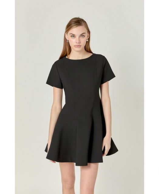 送料無料 イングリッシュファクトリー レディース ワンピース トップス Women s Flare Mini Dress Black