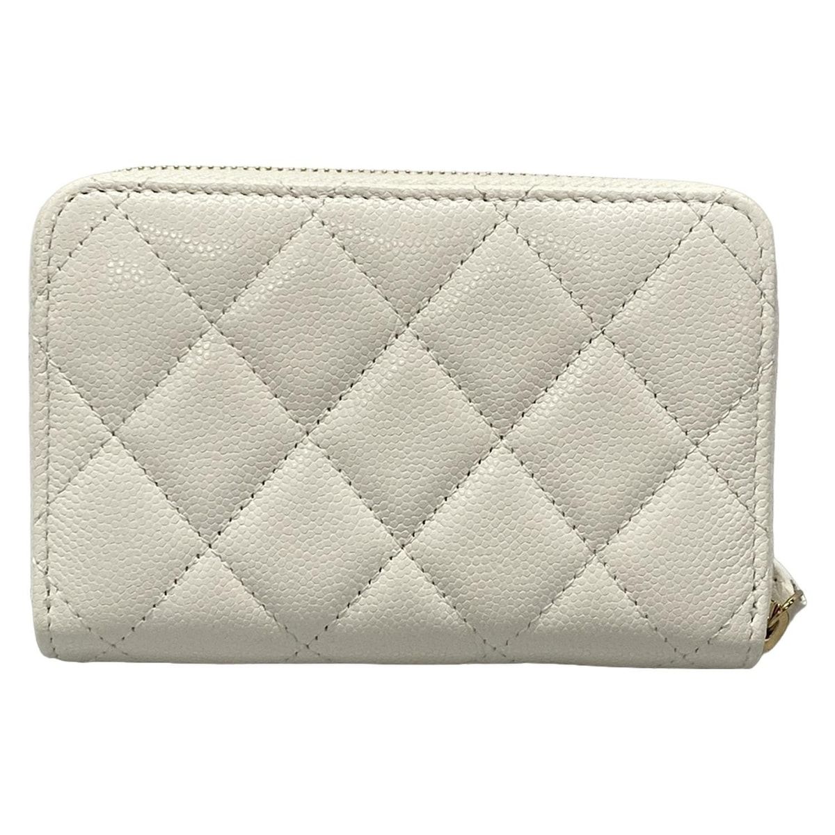 CHANEL シャネル コインケース マトラッセ AP4560 B12928 10601 白 ゴールド金具 ラウンドファスナー ラインストーン 2025SS