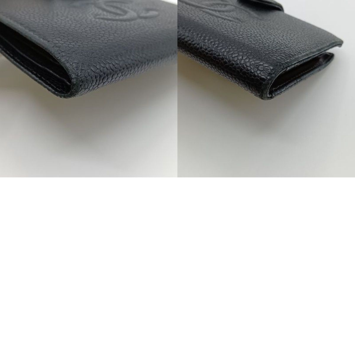 CHANEL 二つ折り財布 デカココマーク キャビアスキン がま口 ブルー 本革 ◎◎CHANEL シャネル 二つ折り財布 がま口財布 ココマーク