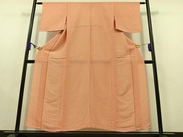 平和屋着物▽上質な小紋 単衣 格子 鬼しぼ縮緬 正絹 AABC2213jh