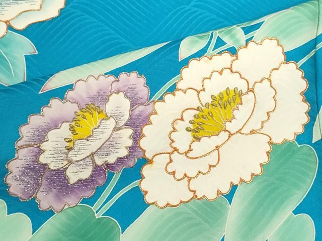 【振袖/6点セット/】御所車に金駒刺繍、金彩、金糸が豪華な振袖♡ 振袖 豪華 金彩 銀通し ラメ刺繍 紋意匠 桜 身丈164cm 振袖 豪華