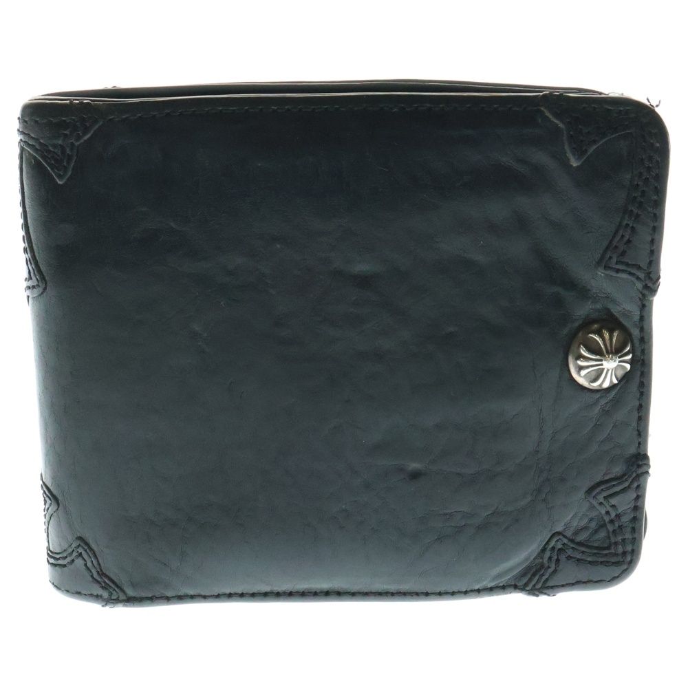 CHROME HEARTS クロムハーツ 1SNAP 1スナップ クロス ボールボタン クロスパッチレザーウォレット 財布 ブラック