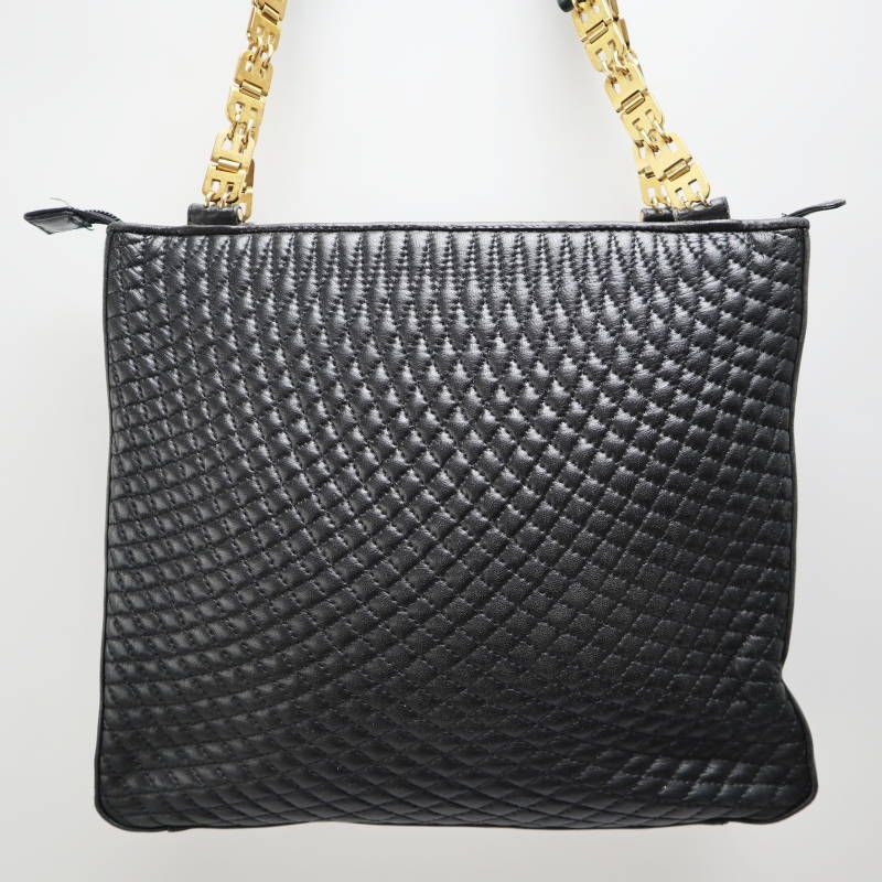 BALLY バリー キルティング レザ― Bロゴチェーン ショルダーバッグ トートバッグ ブラック S09-k084