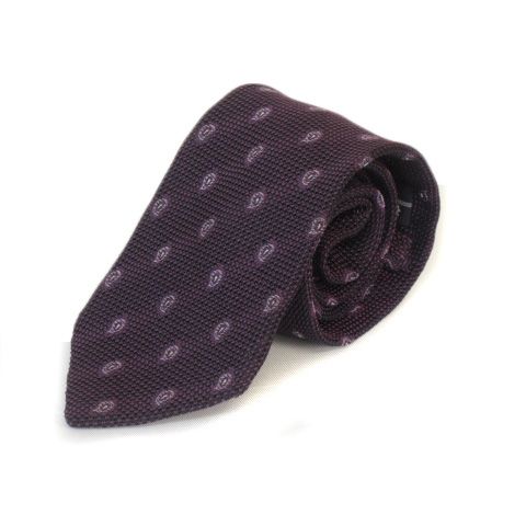 Maker’s Shirt 鎌倉 鎌倉シャツ ネクタイ ペイズリー シルク 紫 パープル