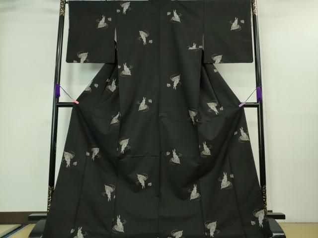 平和屋着物□極上 本場大島紬 9マルキ 地空 ロング丈 兎 うさぎ 舞葉