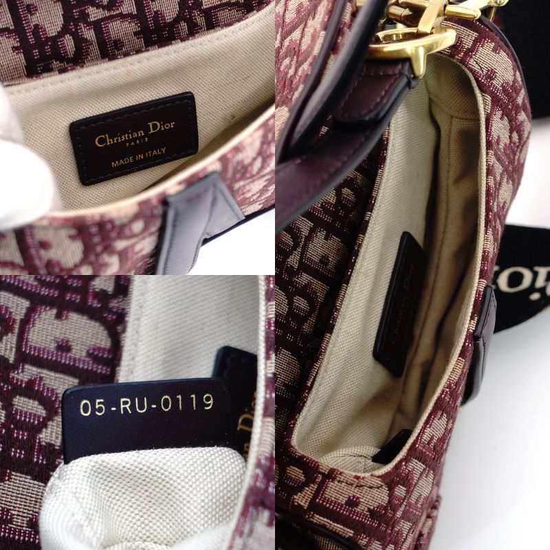 ディオール DIOR サドル ショルダーバッグ ボルドー トロッター