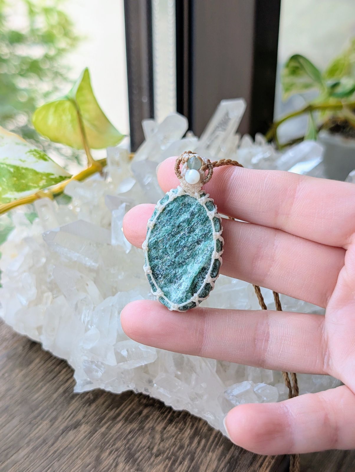 お買い得品 ☆グリーンアベンチュリンDruzy・アベンチュリン☆マクラメ