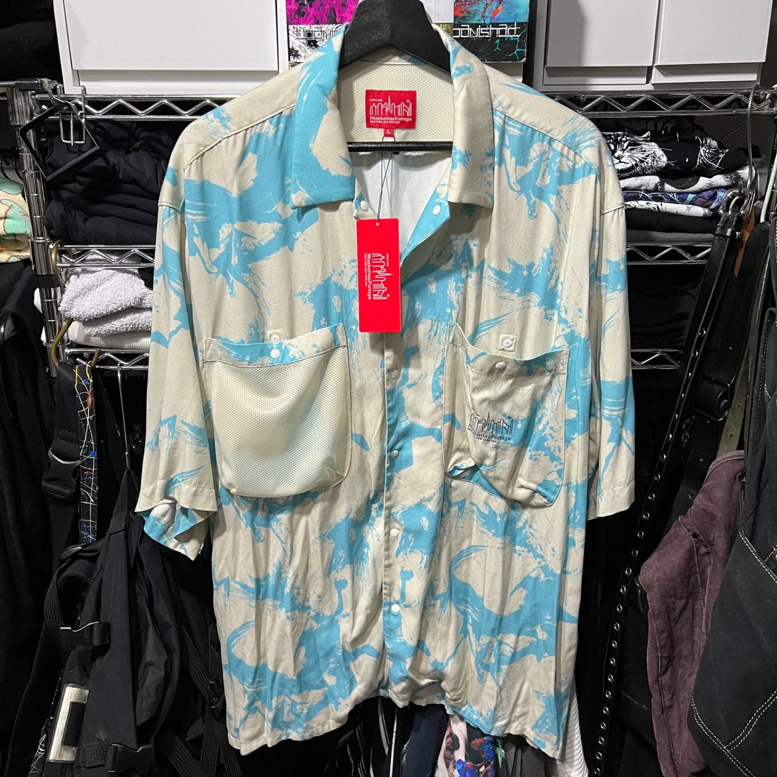Manhattan Portage ショートスリーブ アロハシャツ ベージュ Lサイズ 
