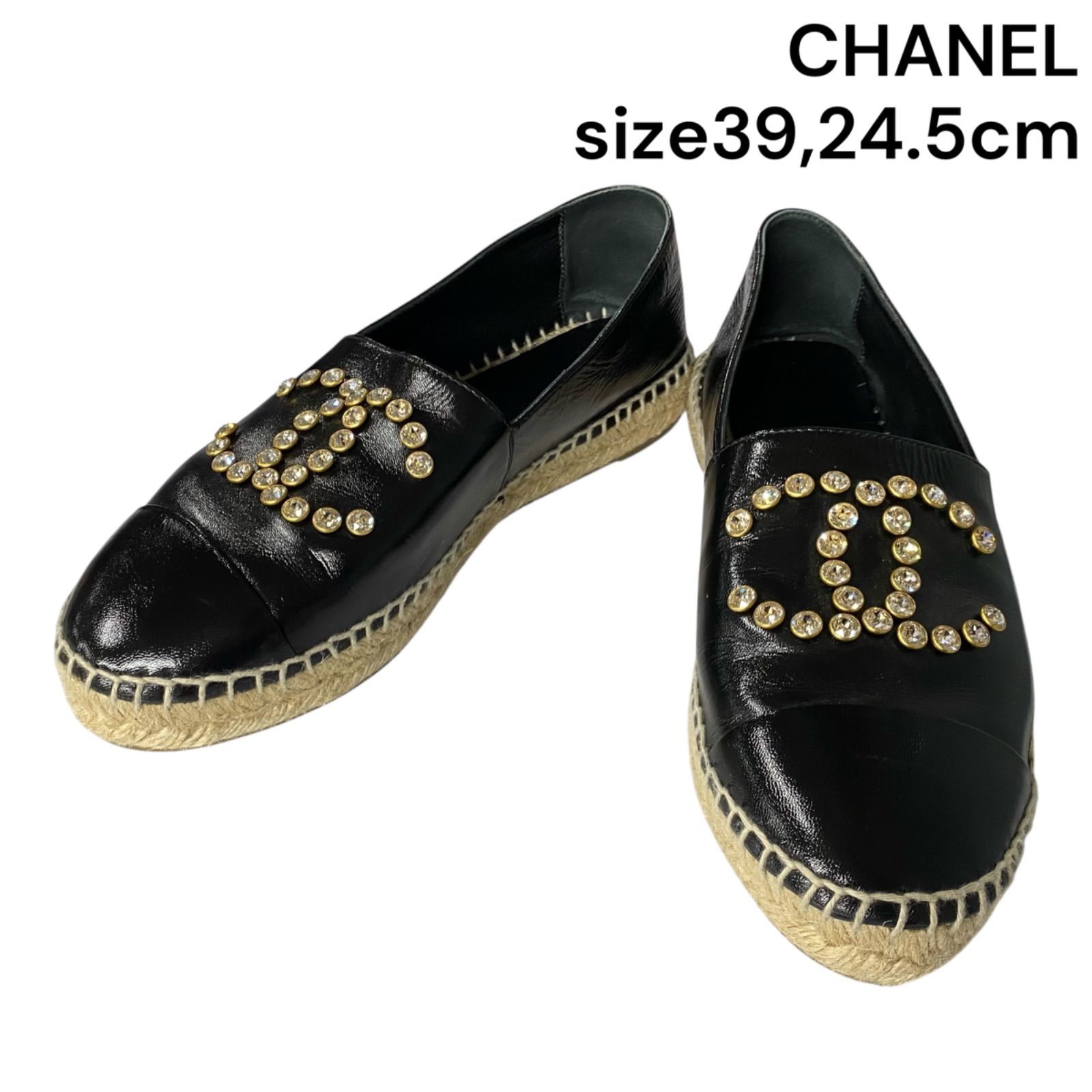 ○美品 シャネル CHANEL CCマーク エスパドリーユ フラット