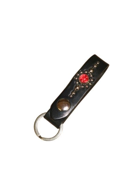 COLIMBO コリンボ JEWEL STUDDED LEATHER KEY RING "Helios Pattern" ブラック