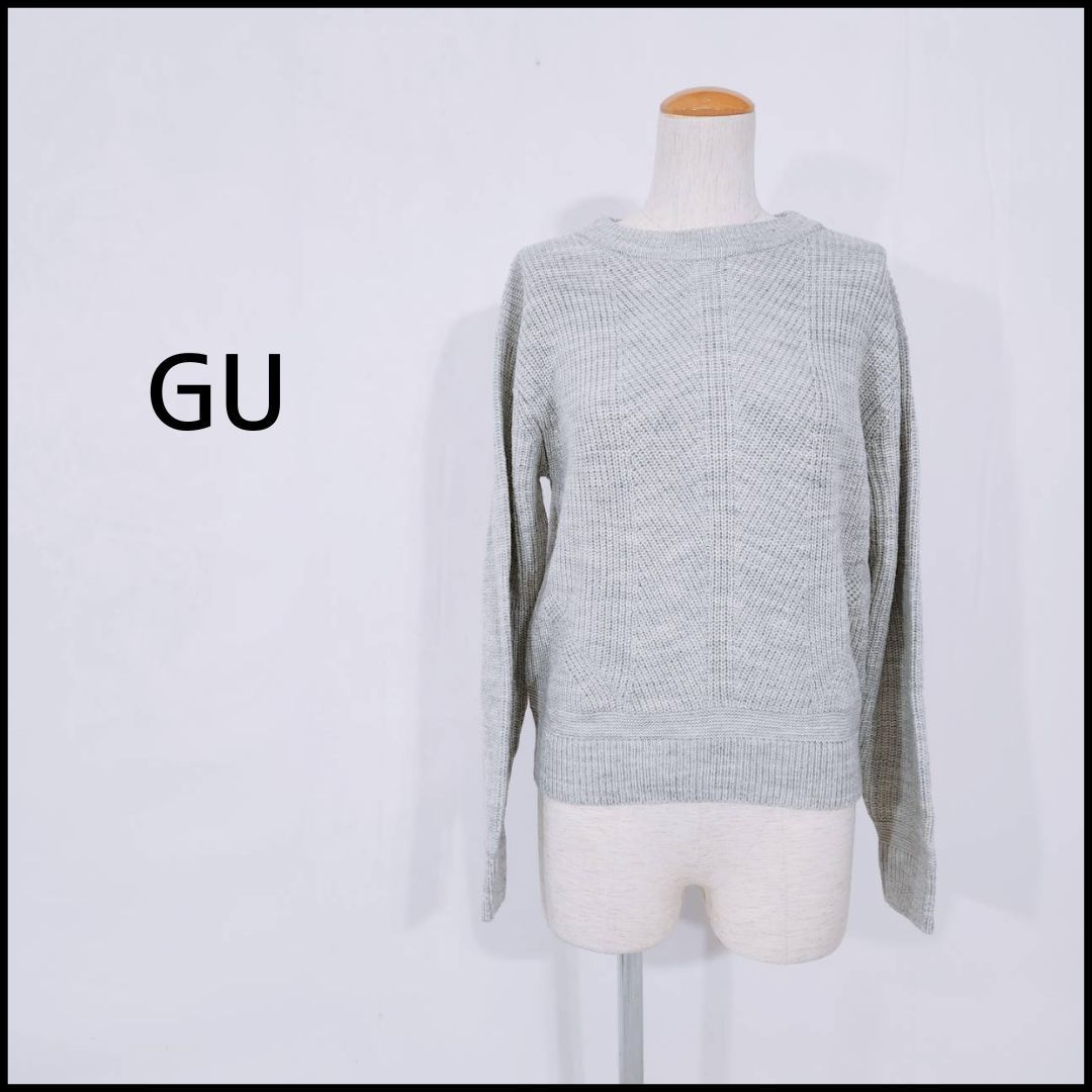 レディース S GU ニット セーター グレー 長袖 丸首 アクリル 可愛い オシャレ カジュアル インナー アウター ジーユー【15426】 メルカリShops GU ジーユー セーター ニット S グレー