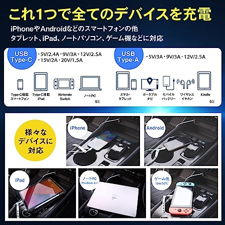 シガーソケット usb カーチャージャー 車 充電器 急速充電 【 30W