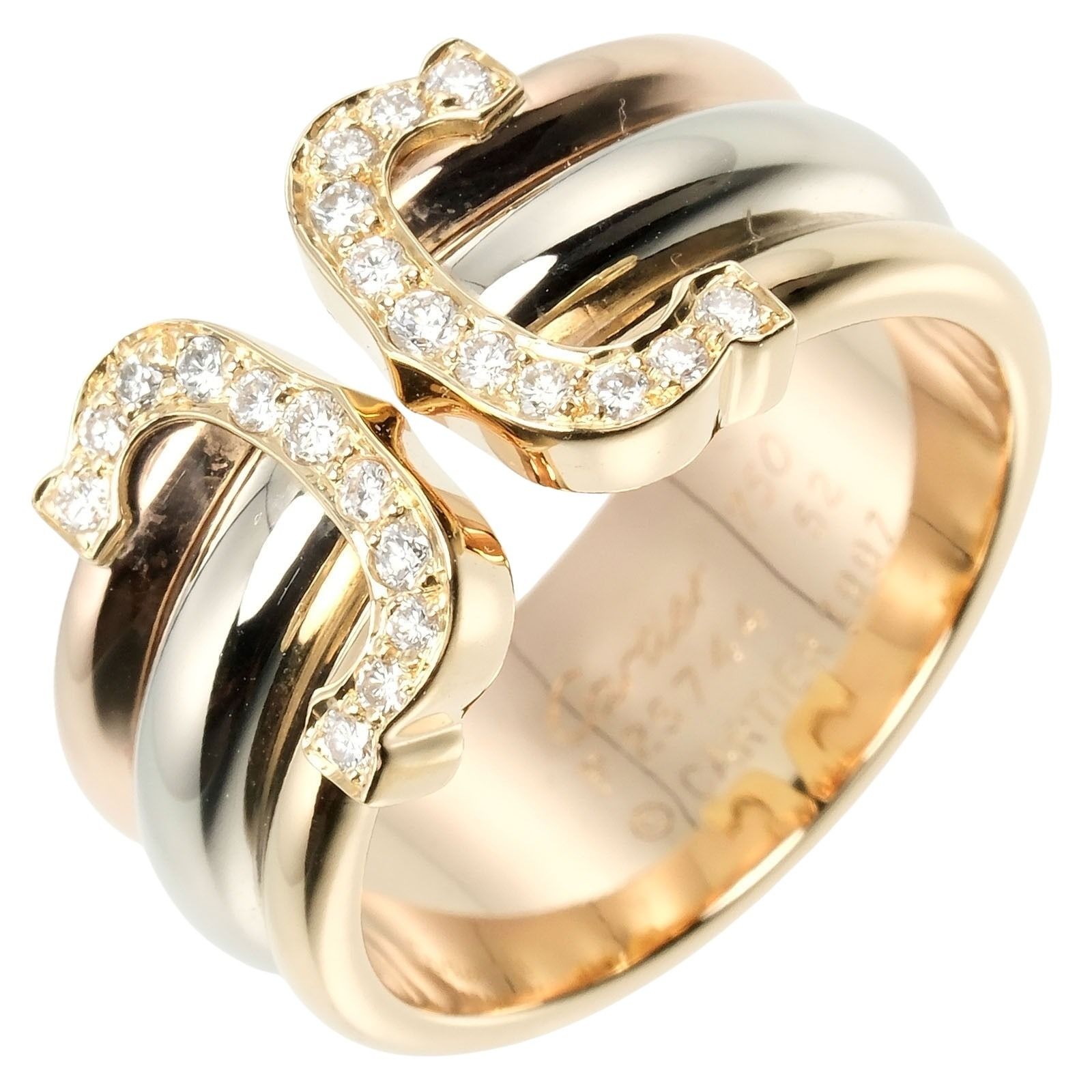 CARTIER カルティエ 2C スリー K18ゴールド YG×PG×WG ×ダイヤモンド 12号 レディース 8.27g リング 指輪