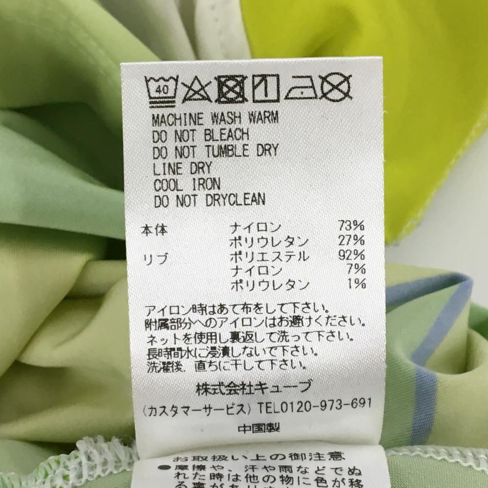 非官品 超 マークアンドロナ 半袖ポロシャツ 白×グリーン 総柄 スカル レディース 38 M ゴルフウェア モデル MARK＆LONA 残り2点