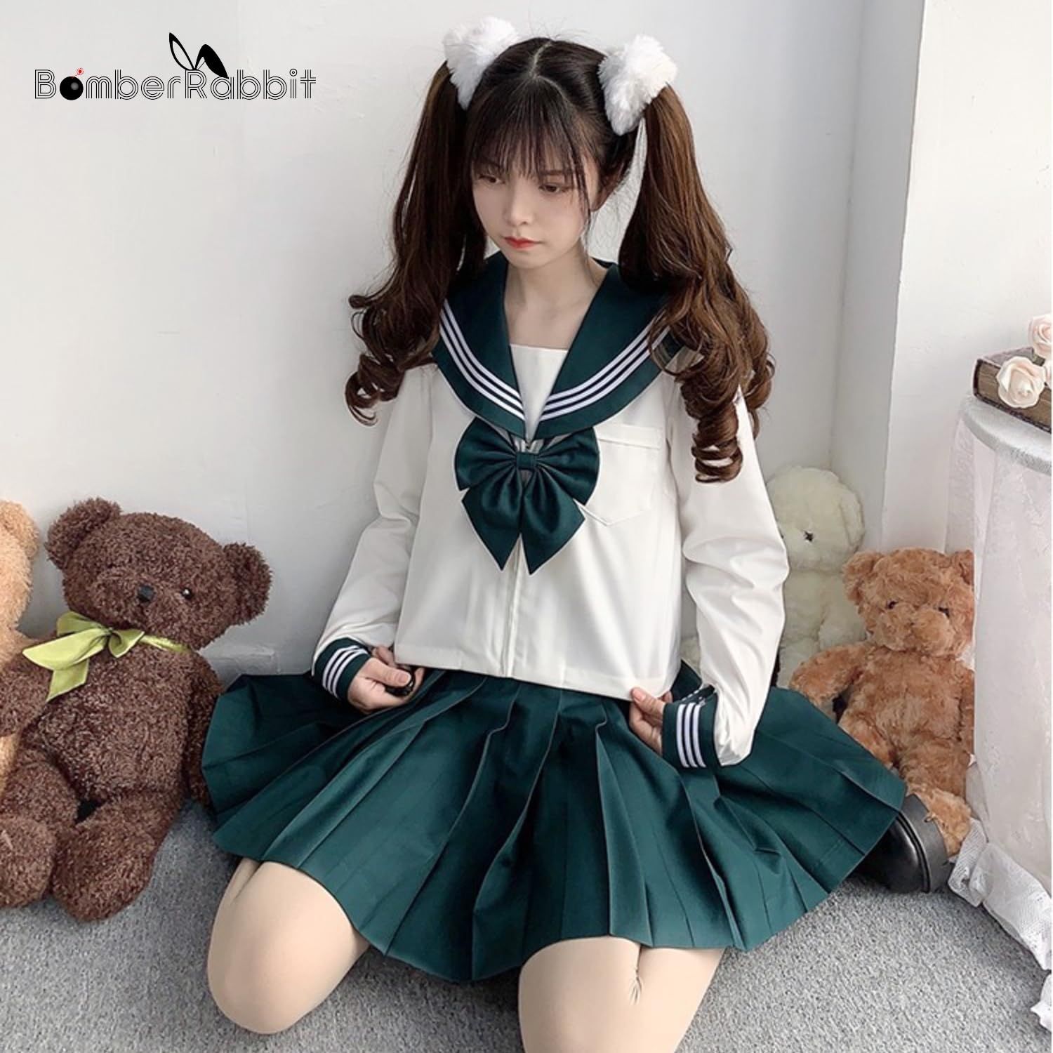 BomberRabbit] セーラー服 緑 新しい学校のリーダーズコスプレ JK制服 