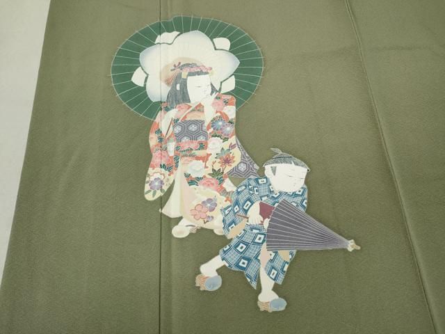 平和屋着物○訪問着 友禅 作家物 童子遊び 番傘 正絹 逸品 CAAX4468ut