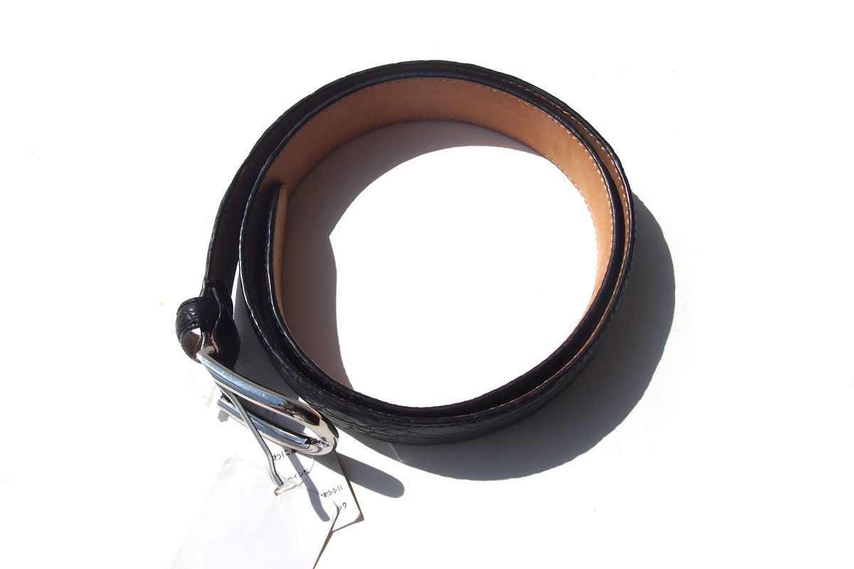 ｜アイセア｜AIZEA｜クロコダイルレザーベルト｜80｜ブラック