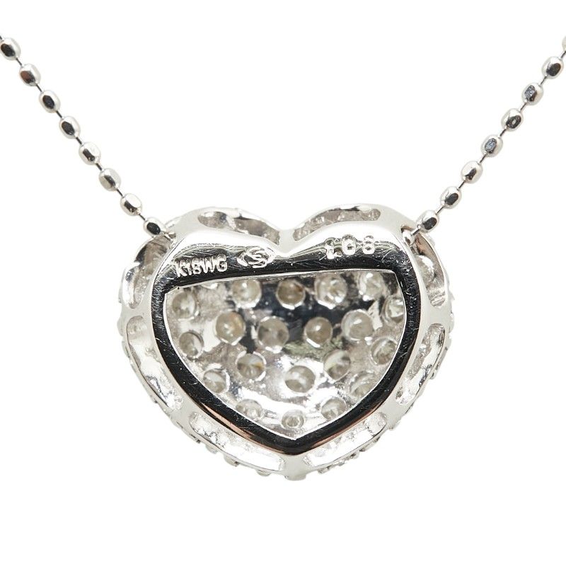 ハート モチーフ ペンダントネックレス K18WG ホワイトゴールド  