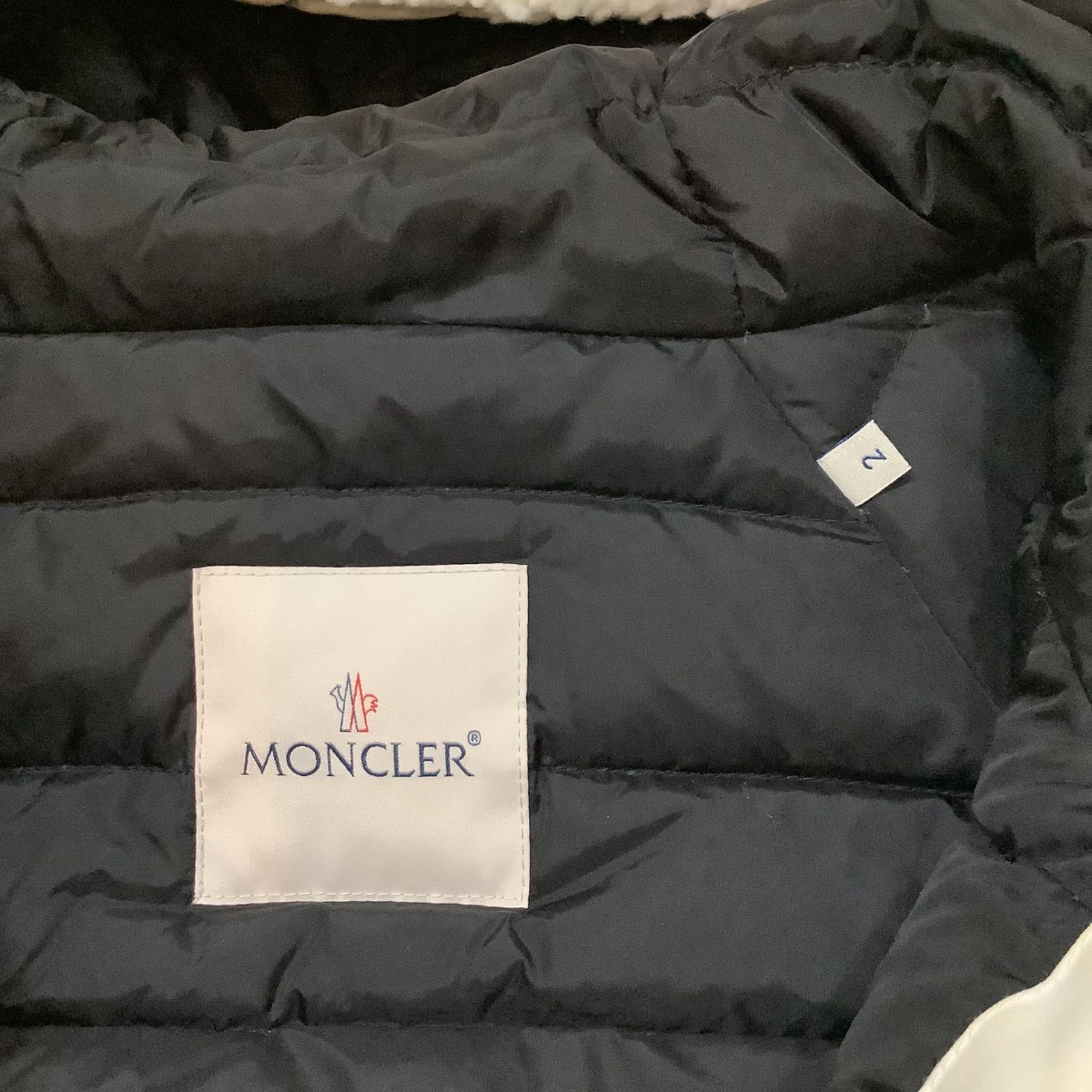 モンクレール オフホワイト MONCLER デカワッペン ボア ダウン